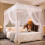 Moustiquaire de lit simple, ouverture latérale, maille polyester 4