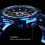 Men's Automatic Skeleton Watch Blue Black Stainless Steel 5