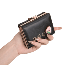 Portafoglio da ragazza nero elegante con design a frutta, 1 pezzo