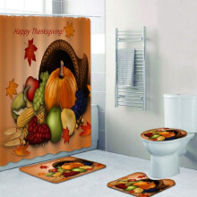 Ensemble rideau de douche, tapis et housse de toilette Maple Pumpkin