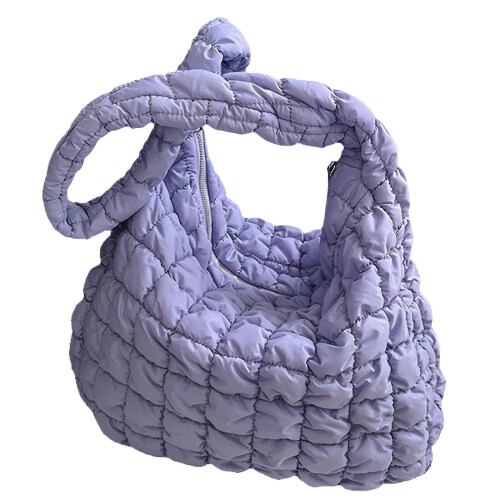 Borsa tote imbottita viola, morbida e resistente, 1 pezzo