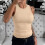 Women's Backless Tank Top Beige M 2
