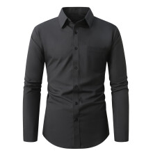 Solid Lapel Button Blouse Long Sleeve Business
