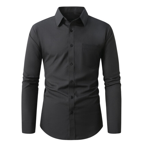 Solid Lapel Button Blouse Long Sleeve Business