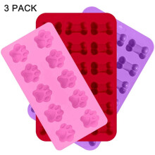 Moule à friandises pour chien en silicone alimentaire en forme de patte et d'os, 3 compartiments