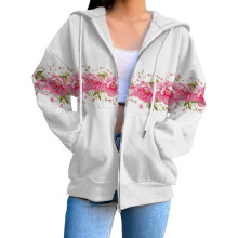 Lichtgewicht dameshoodie met volledige ritssluiting, oversized model en zakken