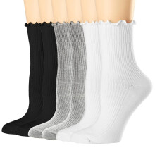 Dames katoenen sokken met ruches (6 stuks)