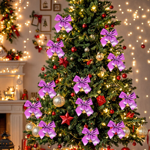 Purple Christmas Bows 5.5cm 24 Pcs 1