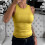 Women's backless tank top yellow L 2