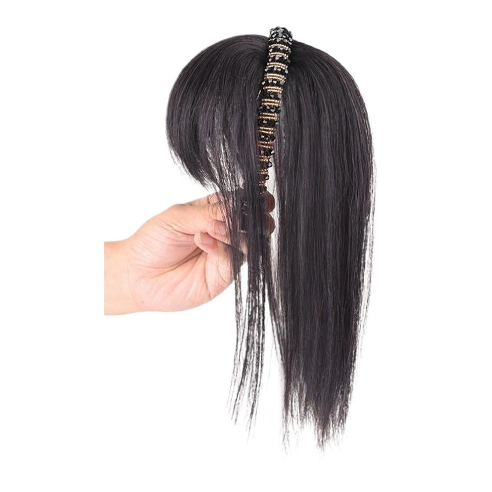 Synthetic fringe wig with rhinestone headband G8