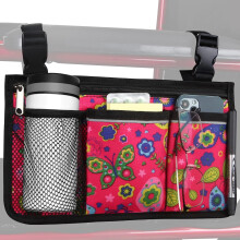 Wheelchair Side Bag with Cup Holder and Reflective Strip