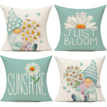 Örngott med blommigt prästkragemotiv för utomhusbruk, 16x16