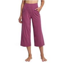 Dames yogabroek met hoge taille, effen kleur, wijde pijpen.