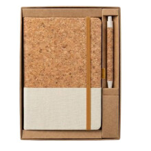 A5 Cork Linen Wheat Straw Notebook Gift Set with Matching Pen 200 Pages Wood-Free Paper