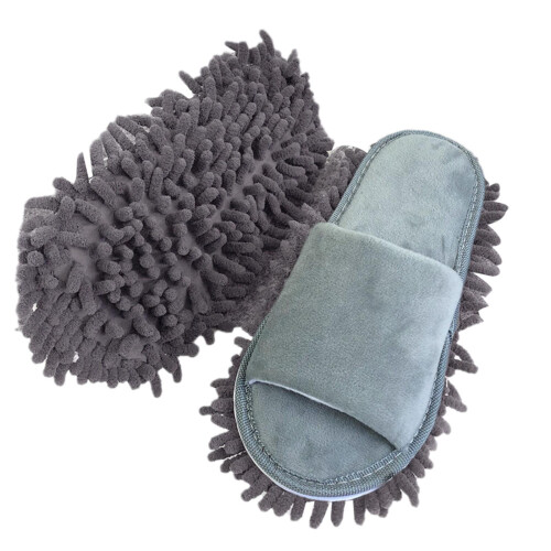 Mikrofiber støvmoppe hjemmesko vaskbare 1 par sort størrelse