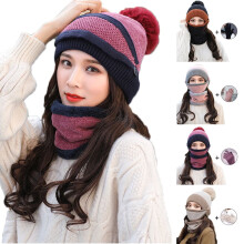 Ensemble bonnet et écharpe d'hiver pour femme avec doublure polaire (4 pièces)