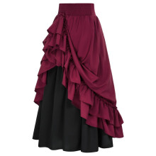 Victoriaanse maxi-rok met hoge taille, ruches en trekkoord.