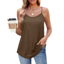Camisetas de tirantes sin mangas para mujer, color liso, cuello redondo, ideales para el verano.