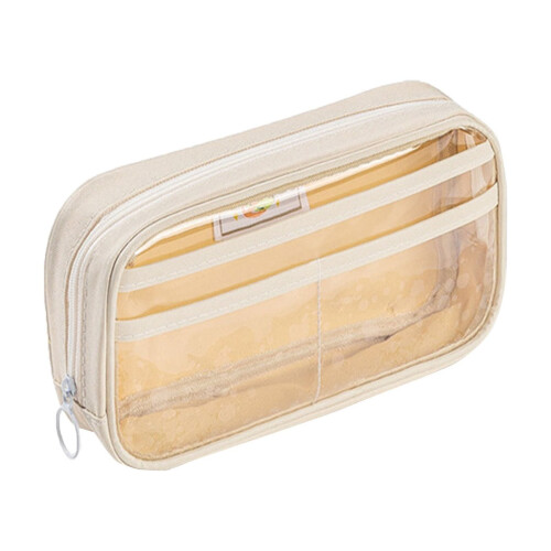 Transparent pencil case beige large capacity 1