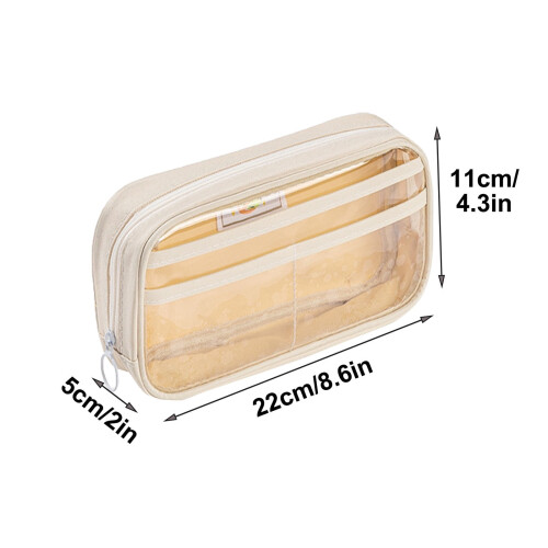 Transparent pencil case beige large capacity 2