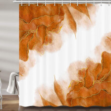 Duschvorhang in Orange und Goldmarmoroptik, 183 x 183 cm