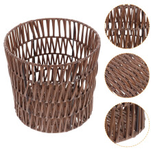 Poubelle ronde en osier marron OUNONA 20 cm