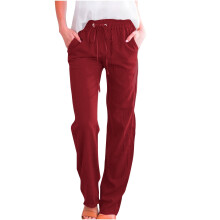 Damen-Loungewear-Hose mit Kordelzug, mittelhohem Bund und geradem Bein