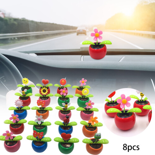 Solar Flip Flower Decor for Car or Home 8 pcs
