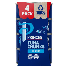 Princes Tuna Chunks in Brine Pack, 145 g (Pack of 4)