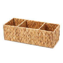 Panier de toilette en osier, jacinthe d'eau naturelle, 3 sections