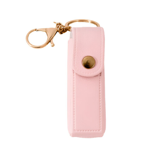Μπρελόκ Chapstick Holder Ροζ με Λείο Φερμουάρ