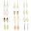 DESIGNICE Alloy Leaf Dangle Earrings for Women 12-Pair 1
