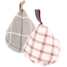 Manchon isolant thermique pour poignée de pot en coton, gris quadrillé, lot de 2