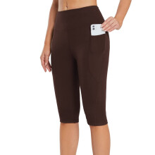 Knielange, hochgeschnittene Yoga-Caprihose für Damen mit Taschen