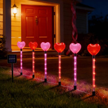 Lot de 6 lampes LED en forme de cœur pour allée extérieure, 50 cm (20 pouces).