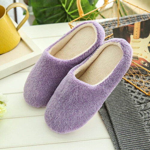 Pantofole da casa calde da donna in maglia, foderate in pile con memory foam