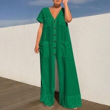 Combinaison d'été respirante à jambes larges pour femme, en polyester (1 pièce)