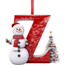 Sneeuwpop letterornamenten met gepersonaliseerde initialen, 26 stuks