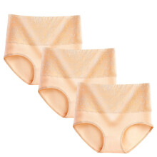 Damen-Baumwollslips mit hohem Bund, 3er-Pack, Beige, XXL