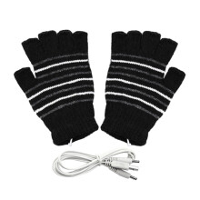 Gants chauds tricotés sans doigts, alimentés par USB, blancs