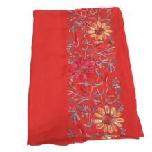 Langer, bestickter Baumwollschal für Damen mit Blumenmuster