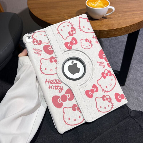 Capa protetora Hello Kitty com cabeça grande, compatível com iPad, rotação de 360, estilo Air/5/Book, 10,9 polegadas, resistente a quedas, 1