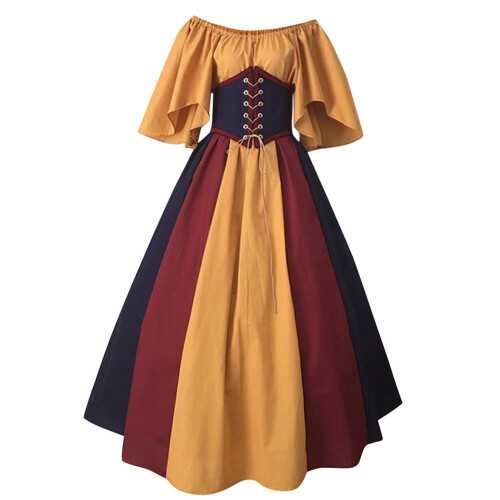Damen-Gothic-Korsettkleid Gelb Größe
