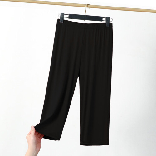 Women's Casual Solid Capris Loose Wide-Leg Soft Lightweight