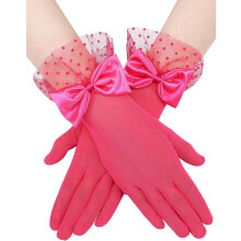 Gants de soirée en dentelle pour femme avec nœud, coupe courte