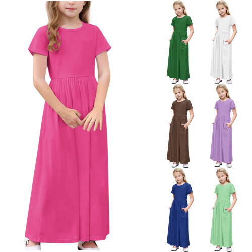 Mädchen Sommerkleid, lässig, einfarbig, A-Linie, Größe 10-12