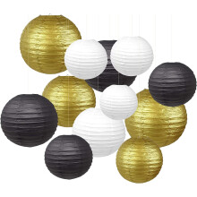 Lanternes rondes en papier dégradé, tailles assorties, lot de 12