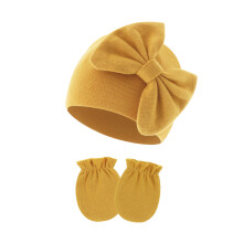 Ensemble bonnet et moufles en coton pour bébé fille 0-6 mois