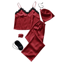 Set pigiama casual da donna a maniche corte, rosso, taglia XL