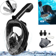 Full Face Snorkel Mask Black L/XL with 180 View